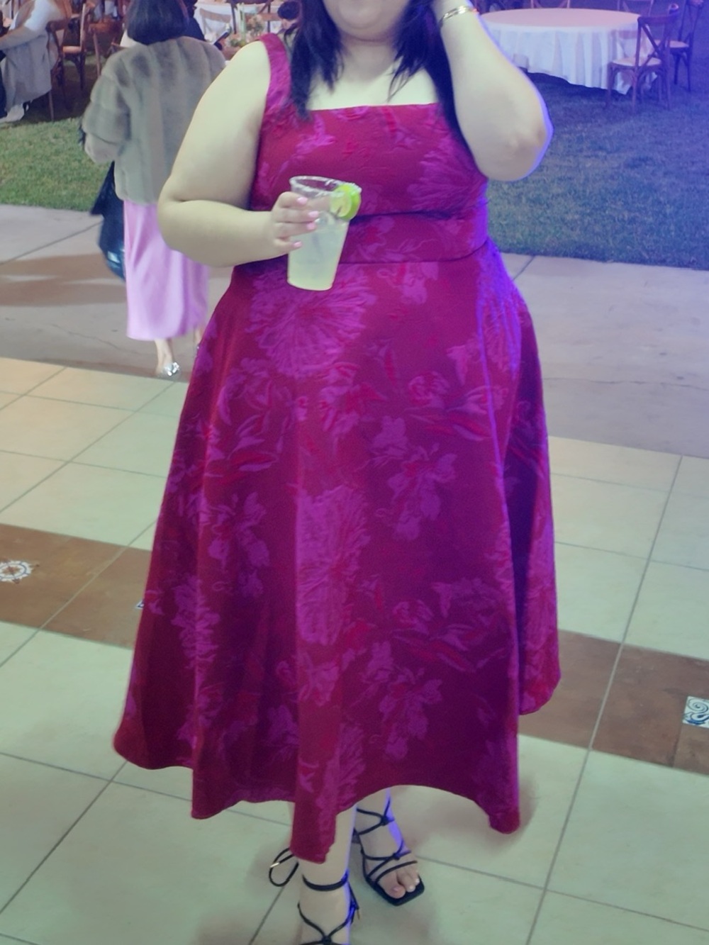 Florence Red Hot Pink Midi Dress - Picture 7 of 7